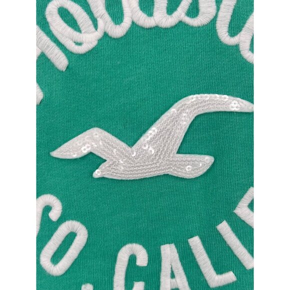 NWT Hollister Seafoam Green Slouchy Embroidered Sequin Logo 3/4 Sleeve Sweater - Picture 4 of 11